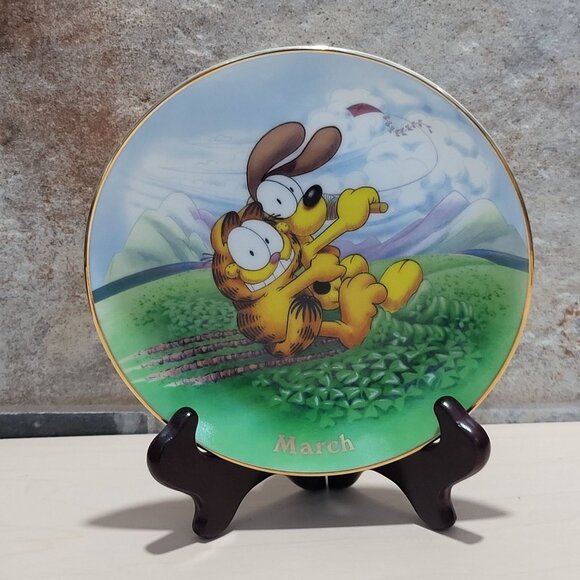 Garfield Calendar March Plate Jim Davis Plate No A 1444 Danbury Mint - Picture 14 of 14